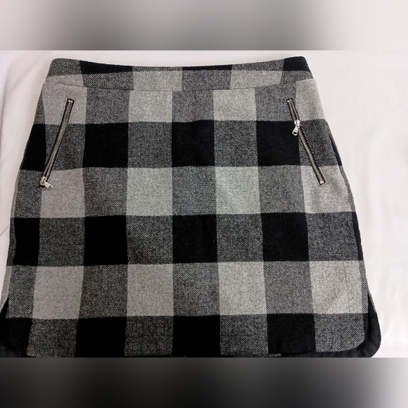 2/$30 ANA Plaid Black and Gray Preppy Fall Tweed Patchwork Wool Skirt (#557) - Picture 2 of 10
